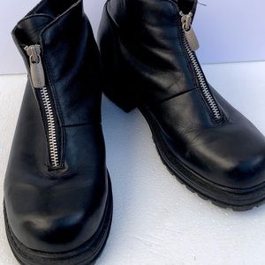 Esprit Real Leather Metal Zip Combat Street Boots
